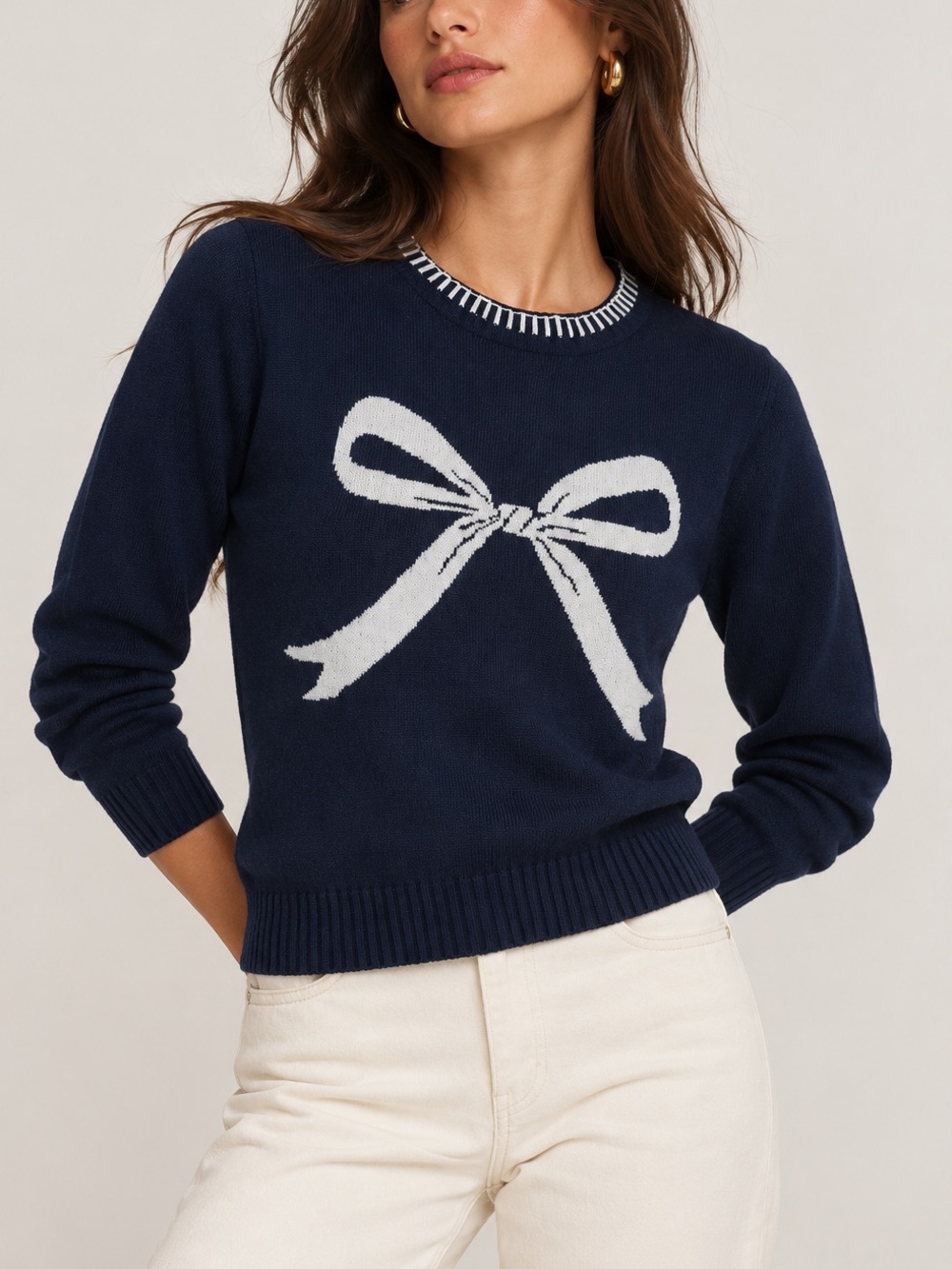 Navy Bow Knit Sweater 🎀
